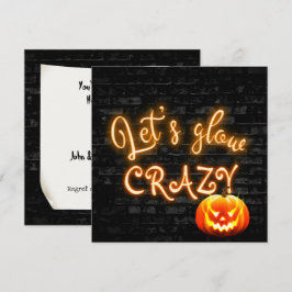 Convites Sinal de Neon de Festa de Halloween com Jack-o-lan