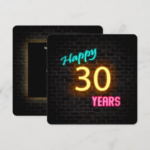 Convites Sinal de néon do aniversário de 30 anos que