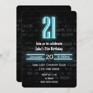 Convites Sinal de Neon do Partido aniversário de 21 anos no