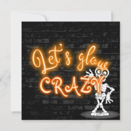 Convites Sinal de Neon do Partido Halloween com Esqueleto