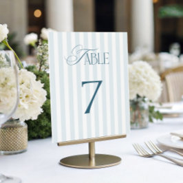 Convites Sinal de Número 7 da Mesa de Casamento Listras Azu
