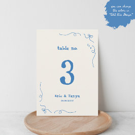 Convites Sinal de Número de Mesa de Casamento Desenhado à M