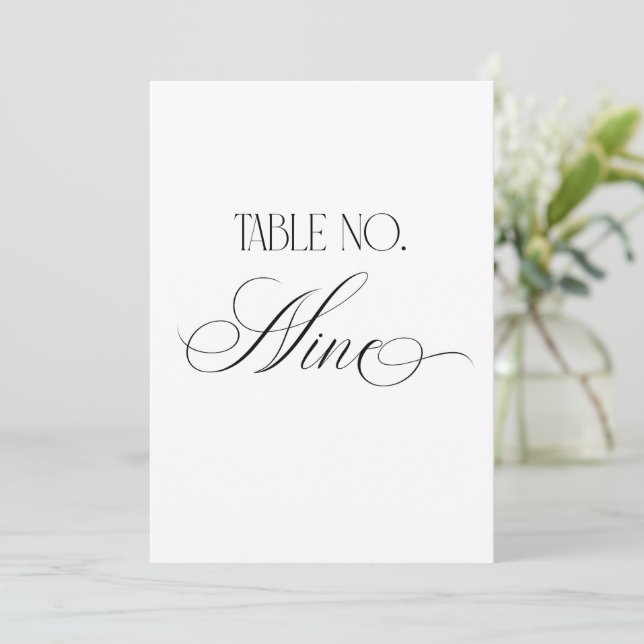 Convites Sinal de Número de Mesa de Casamento Luxo Script 5 (Em pé/Frente)