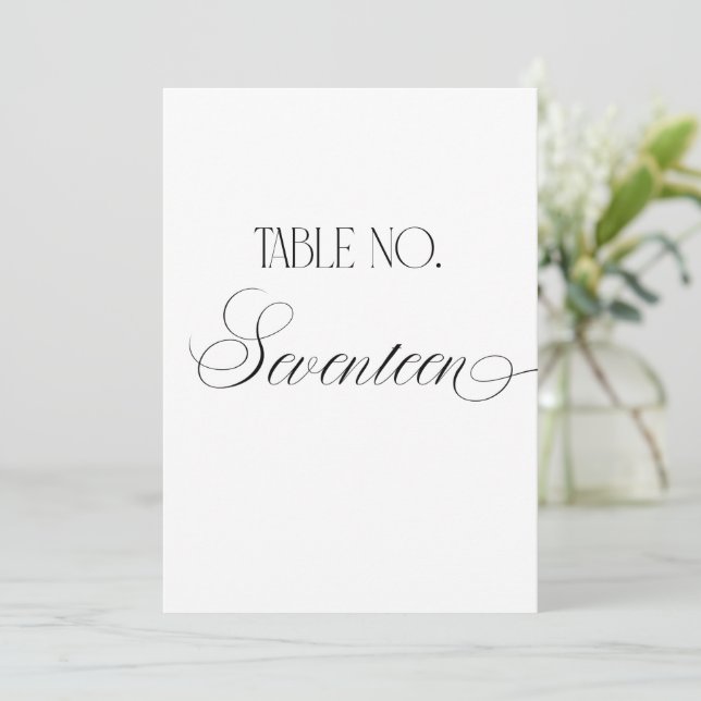 Convites Sinal de Número de Mesa de Casamento Luxo Script D (Em pé/Frente)