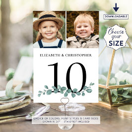 Convites Sinal de Número de Tabela de Casamento de Foto Euc