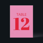 Convites Sinal de Número de Tabela Moderna Vermelho Cor-de-<br><div class="desc">Símbolo de Número da Tabela do Bat Mitzvah Bold Simples Typografia Brilhante Rosa e Vermelho Moderno</div>