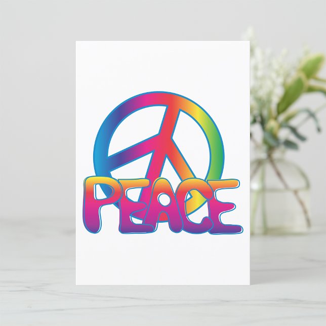 Convites Sinal de Paz Arco-íris Retro Hippie (Criador carregado)