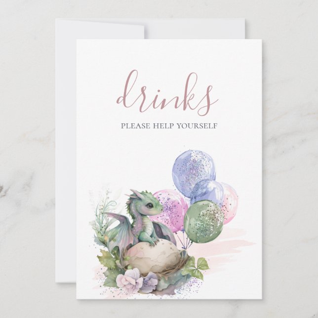 Convites Sinal de Pequeno Chá de fraldas Dragão (Frente)