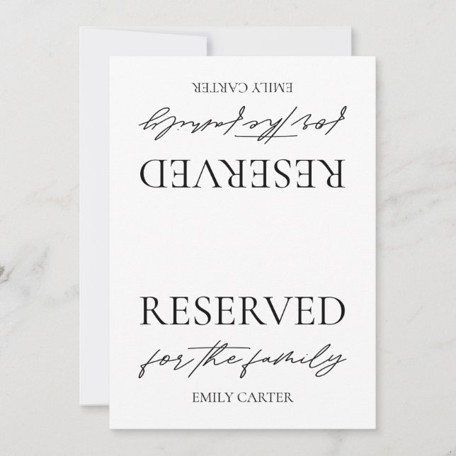 Convites Sinal de Reserva de Mesa de Casamento Branco Moder (Frente)