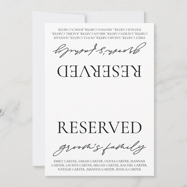 Convites Sinal de Reserva de Mesa de Casamento Branco Moder (Frente)
