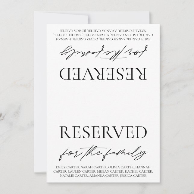 Convites Sinal de Reserva de Mesa de Casamento Branco Moder (Frente)
