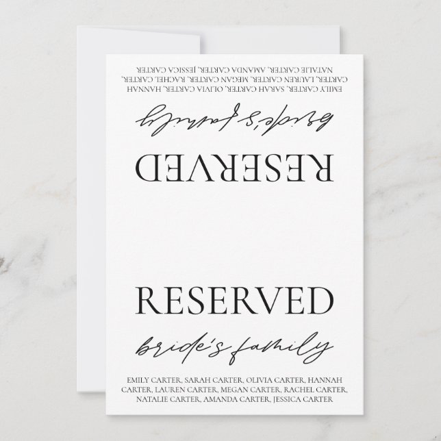 Convites Sinal de Reserva de Mesa de Casamento Branco Moder (Frente)