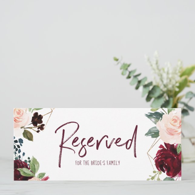 Convites Sinal de Reserva Suspenso para Casamento -Burgundy (Em pé/Frente)