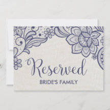 Sinal de Reservado para Casamento de Sarja e Renda