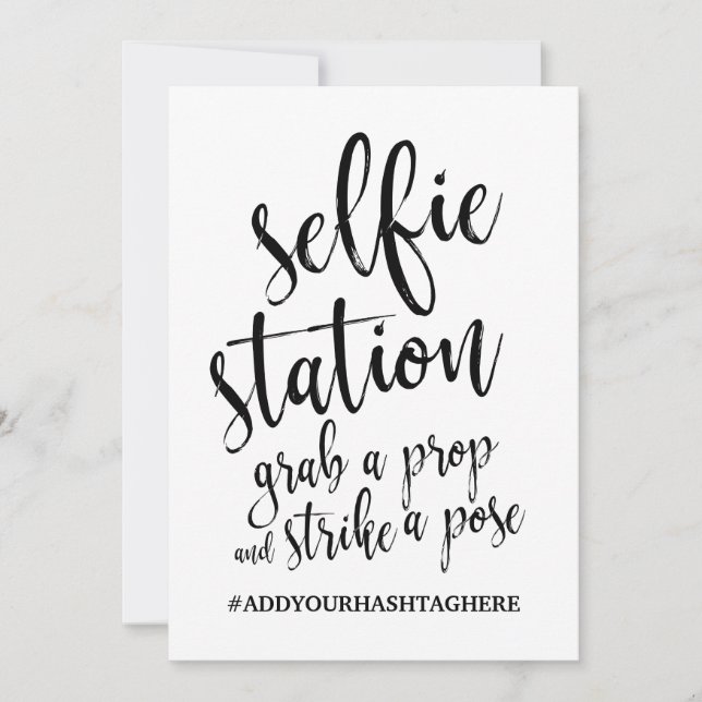 Convites Sinal de Selfie Estação Preto e Branco Acessível (Frente)