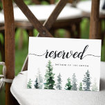 Convites Sinal de Sentença Reservada para Casamento em Mass<br><div class="desc">Indique o lugar reservado no seu casamento com este sinal de chic da floresta. Personalize com duas linhas de texto personalizado em script de caligrafia e em caracteres modernos de bloco (mostrados com "Reserved" e o nome do convidado com assento reservado), com uma borda inferior de pinheiros de aquarela de...</div>