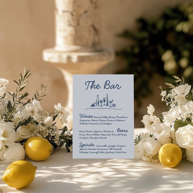 Convites Sinal de Tabletop de Casamento de Bar Desenho Retr (Retro Sketch Hand-Drawn Bar Wedding Tabletop Sign )