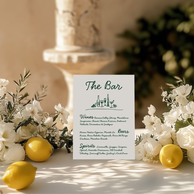 Convites Sinal de Tabletop de Casamento de Bar Desenho Retr (Retro Sketch Hand-Drawn Bar Wedding Tabletop Sign )