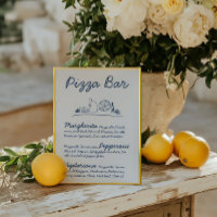 Sinal de Tabletop de Casamento de Pizza Desenhada 