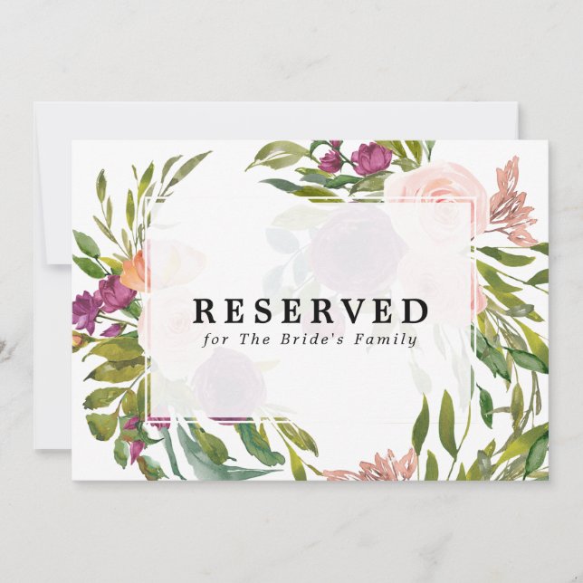 Convites sinal floral reservado para família etc texto edit (Frente)