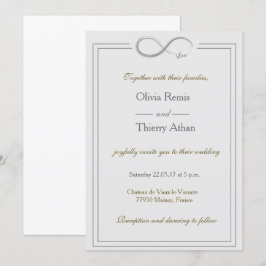 Convites Sinal Infinito Casamento Branco Dourado de Cinza Ú