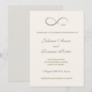 Convites Sinal infinito Casamento minimalista de cinza bran
