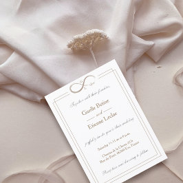 Convites Sinal Infinito Monograma Casamento Dourado de Cinz