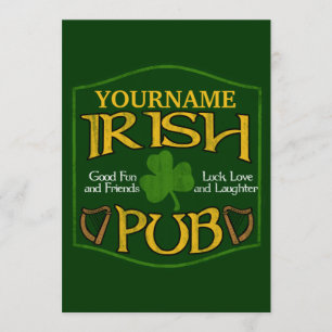 Convites Sinal irlandês personalizado do bar