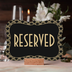 Convites Sinal Reservado de Casamento Gatsby de Dourado e G