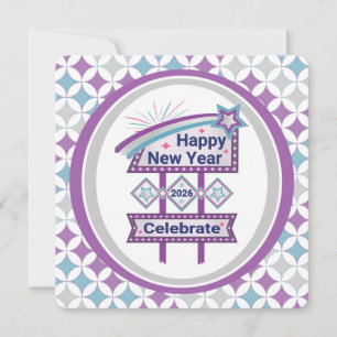 Convites Sinal Retro Feliz Ano Novo – Celebre Marquee