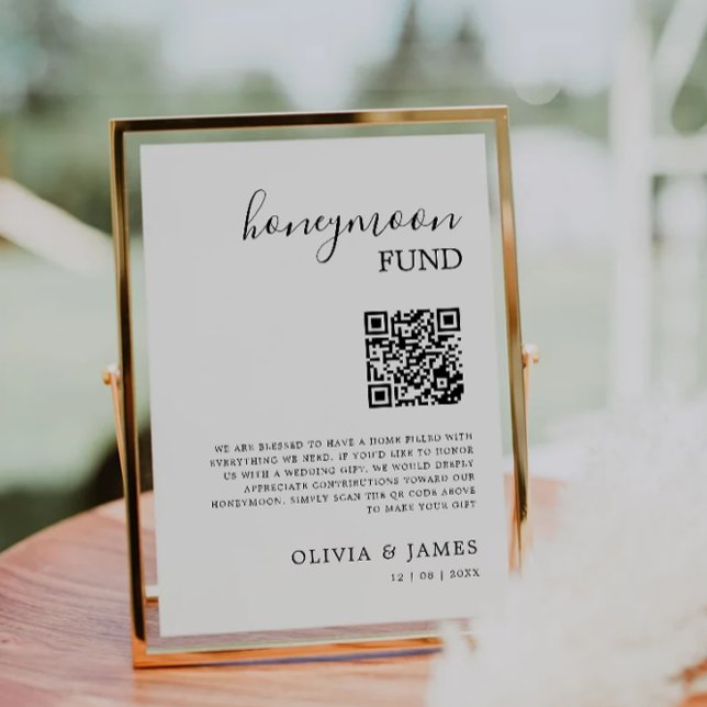 Convites Sinalização de Código QR do Fundo Honeymoon, Casam (Honeymoon Fund QR Code Sign, Wedding Invitation)