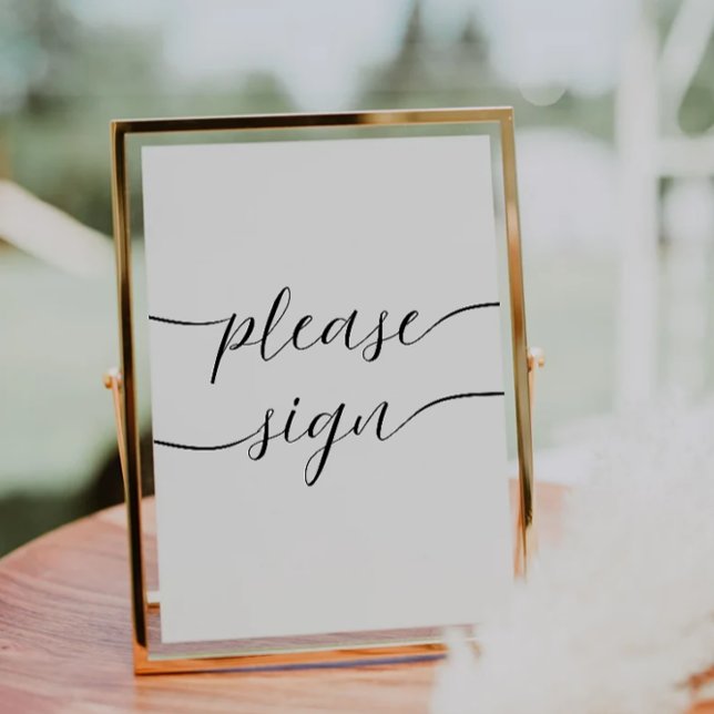Convites Sinalização Minimalista, Guestbook De Casamento (Minimalist Please Sign, Wedding Guestbook Invitation)