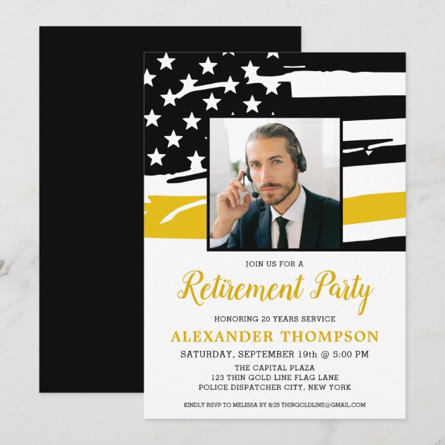 Convites Sinalizador Dourado de Fotografia Personalizada do (Frente/Verso)