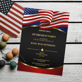 Convites Sinalizador EUA | Linhas de Curva Dourada | Luxury