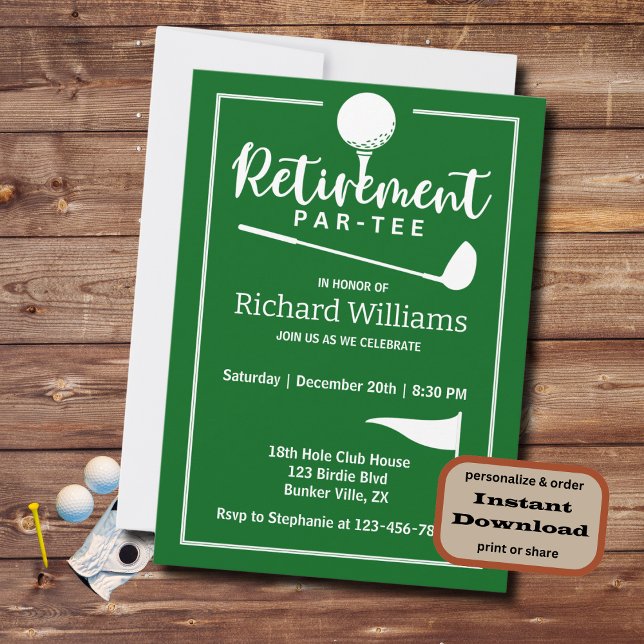 Convites Sinalizador Moderno da Bola de Golfe de Reforma (Criador carregado)