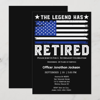 Convites Sinalizador Thin Blue Line Policial Retirement