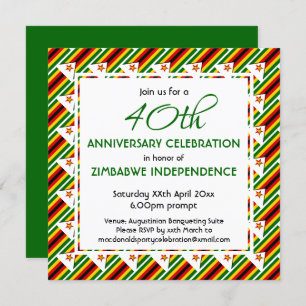 Convites SINALIZADOR ZIMBABWE Personalizável A QUALQUER ANO