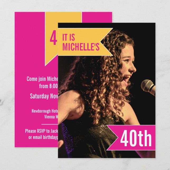 Convites Sinalizadores de aniversário de 40 anos de foto am (Frente/Verso)