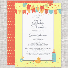 Convites Sinalizadores de Banner vermelho-amarelo-Chá de fr