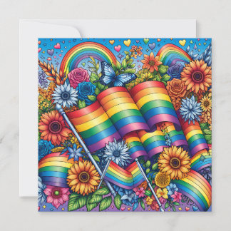 Convites Sinalizadores de Orgulho LGBTQIA+, arco-íris, flor
