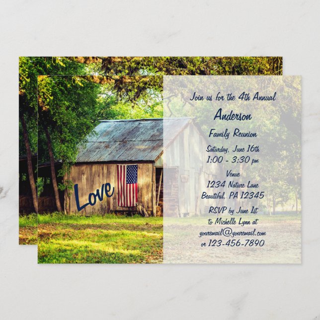 Convites Sindicato da Família de Amor com Bandeira American (Frente/Verso)