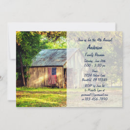 Convites Sindicato Rustic Barn American Flag Family Convida