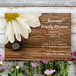 Convites Sindicato Rustic White Daisy e Barn Wood Family
