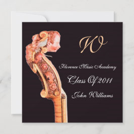 Convites SINFONIA MÚSICA CLÁSSICA GRADUAÇÃO MONOGRAMA marro