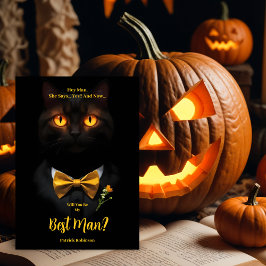 Convites Sinister Cat's Glowing Yellow Eyes Best Man 