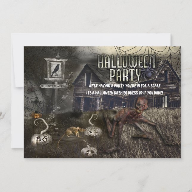 Convites Sinistros para Festa de Halloween na Aven (Frente)