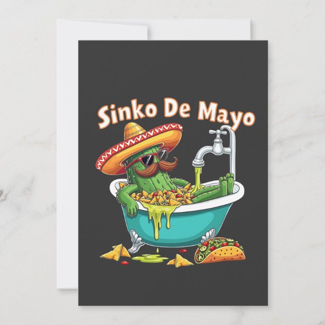 Convites Sinko de Mayo"Cacto engraçado do Cinco de Mayo  (Frente)