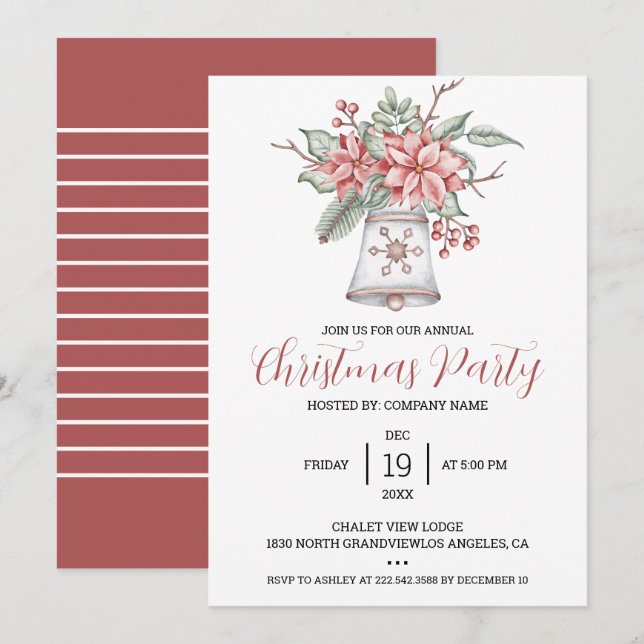 Convites Sino de Natal em aquarela (Frente/Verso)