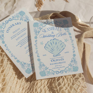Convites Sinos de Casamento Conchas Azul de Despedida de So