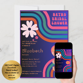 Convites Sinta A Batida! Chá de panela Cosmic Retro 70s